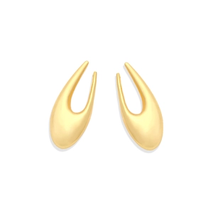 Orecchini a goccia in oro lucido dal design geometrico organico e minimalista
