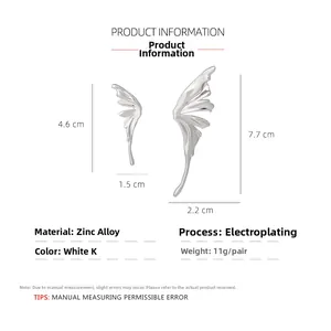 Detail specifications of liquid butterfly earrings with zinc alloy plating dimensions