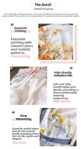 Détails de l'imprimé floral et des bords roulés délicats sur un foulard en soie