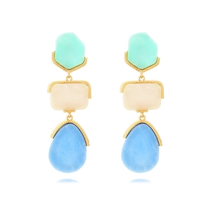 Geometric Drop Earrings Zinc Alloy Resin Acrylic Bohemian Vintage Marble Texture Jewelry For Women