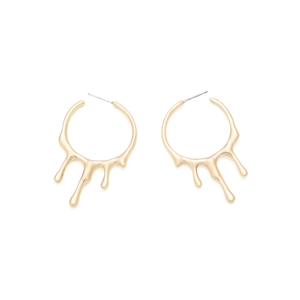 Minimalist liquid alloy gold drip earrings with a unique melting metal artistic design