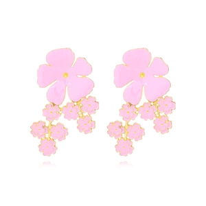 Boucles Oreilles Pendantes Florales Alliage Zinc Émail Huile Fleur Style Pastoral Bijoux Pour Femmes
