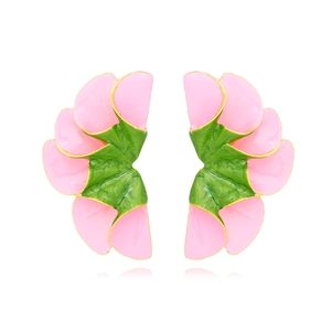Orecchini A Lobo A Petalo Di Fiore Lega Di Zinco Smalto Goccia D'olio Moda Esagerata Gioielli Artistici Per Donne