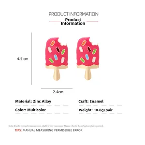 Detail specifications of colorful enamel ice cream earrings made of zinc alloy