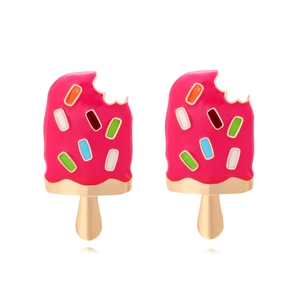 Fun Pink Enamel Popsicle Earrings Colorful Ice Cream Jewelry With Stainless Steel Earring Post Summer Vacation Style
