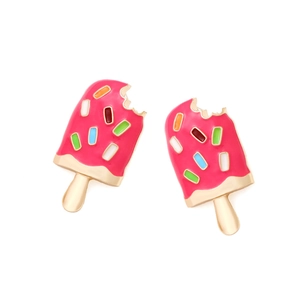 Colorful ice cream stick earrings with colorful sprinkle details and golden base
