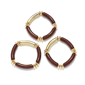 Resin And Alloy Curved Tube Stretch Bracelets Bohemian Stackable Minimalist Fashion Jewelry For Women
