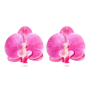 Boucles D'oreilles Puces Orchidée Réalistes En Satin Simulée Fibre De Polyester Style Pastoral Bijoux De Vacances Pour Femmes