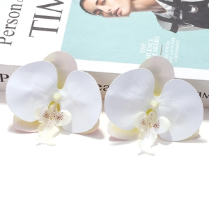 Vue macro détaillée de boucles d'oreilles orchidée avec taches roses et pétales texturés