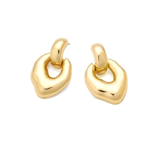Chic irregular geometric gold metal earrings with a luxury vintage teardrop design