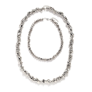 Bohemian Layered Necklace Irregular Metallic Silver Resin Beaded Clavicle Chain Handmade Geometric Jewelry Accessory For Women