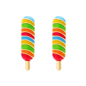 Colorful enamel rainbow popsicle stud earrings in vibrant dopamine style for summer vacations