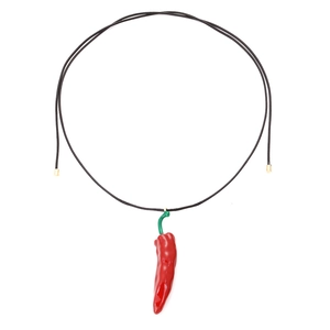 Mode Zinklegierung Emaille Rot Gelb Lila Chili Anhänger Halskette Für Damen Spaß Simulation Gemüse Essen Schmuck Lange Wachskordel Halskette