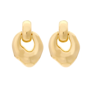 Minimalist gold irregular geometric earrings with polished wavy metal design