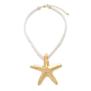 Starfish Pendant Necklace Zinc Alloy With White Rope Cord Marine Beach Style Vacation Jewelry Accessories For Women
