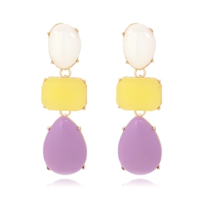 Orecchini Pendenti A Strati Geometrici Resina Colorata Lega Di Zinco Colore Gelatina Forma Goccia Gioielli Di Moda Per Donna