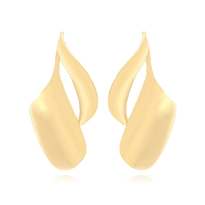 Twisted Leaf Earrings Zinc Alloy Hollow Geometric Abstract Oversized Fashion Statement Jewelry For Women