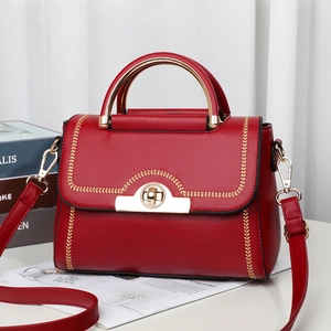 Damen Mode PU Leder Kleine Quadratische Tasche Mit Metallgriff Gold Weizen Stickerei Drehverschluss Schulter Umhängetasche Handtasche