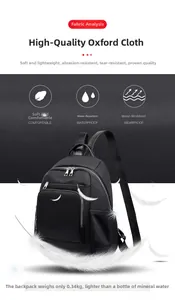 Sac à dos en tissu Oxford imperméable de 0,34 kg avec détail de surface résistant