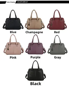 Litchi pattern leather handbags in seven vibrant colors with crossbody straps