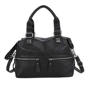 Women Large Capacity Shoulder Bag PU Synthetic Leather Tote Multi Zipper Pocket Handbag Casual Commuting Fashion Female Bag