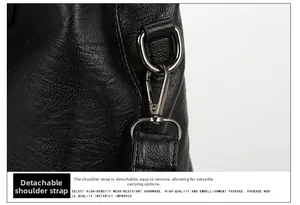 Detail of lychee pattern leather travel bag with gunmetal metal hook and removable strap
