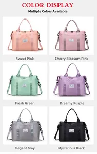 Seis bolsas de viaje de nailon de gran capacidad en varios colores con correas de hombro