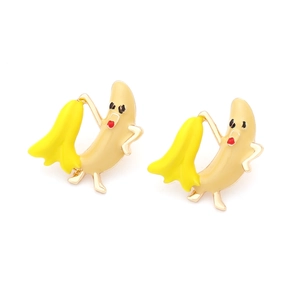 Kreative gelbe Emaille Bananen-Ohrringe mit süßen anthropomorphen Gesichtsausdrücken