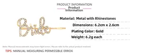 Vue détaillée de la barrette Bride en strass avec dimensions 6,2 cm long et 2,6 cm large