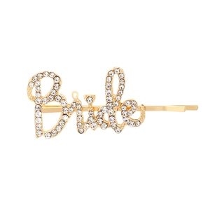 Barrette à Cheveux Élégante en Alliage de Strass Lettre Bride Or Bobby Pin pour Mariage Fête de Mariée Accessoires