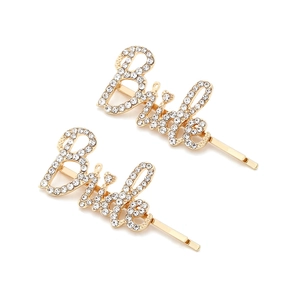 Lot de barrettes dorées Bride ornées de strass étincelants pour coiffure de mariage