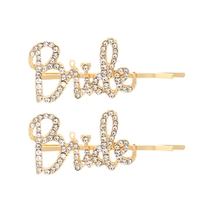 Lot de deux barrettes dorées Bride avec strass étincelants pour mariages élégants