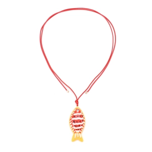 Fish Pendant Necklace Handmade Resin Cartoon Clownfish Tropical Fish With Red Woven Rope Jewelry For Women