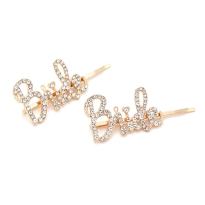 Barrettes dorées Bride avec strass brillants pour accessoires de mariage et mariée