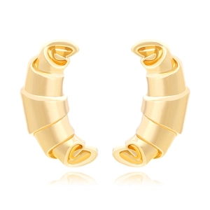 Boucles D'oreilles Créoles Croissant Alliage De Zinc Métal Poli Texture Spirale Épaisses En Forme De C Rétro Françaises Pour Femmes