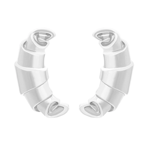Boucles d'oreilles croissant en argent poli avec un design spirale métallique