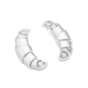 Boucles d'oreilles croissant en argent poli avec un design vintage texturé pour femme