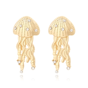 Jellyfish Drop Earrings Alloy Rhinestone Ocean Theme Marine Animal Dangle For Women Personalized Exaggerated Fashion