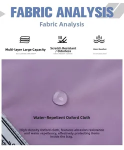 Waterproof detail of purple high-density Oxford fabric on a large sports travel bag