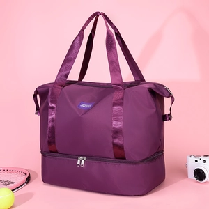 Bolsa de Viaje Gran Capacidad Mujer Impermeabile Nailon Bolsa de Deporte Con Compartimento para Zapatos Separación Seco Húmedo Bolsa de Fitness