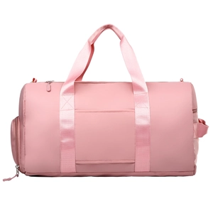 Pink waterproof travel duffel bag with wet-dry separation and large capacity for gym sports