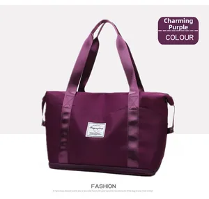 Charming purple travel gym bag with dry-wet separation and large capacity compartment