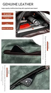 Vue détaillée du grand sac en cuir avec poches multicouches fonctionnelles et compartiments