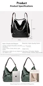 Spécifications de taille pour grand sac cabas en similicuir et comparaison avec iPad
