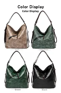 Grand sac fourre-tout en kaki, vert et noir avec fermeture éclair diagonale décorative