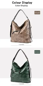 Détail des sacs à bandoulière kaki et verts en similicuir vintage de grande capacité