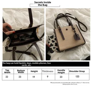 Detailed size chart for the stone texture tote bag showing dimensions and interior capacity