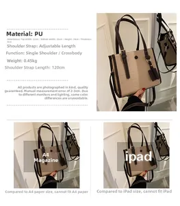Detail view of crocodile pattern tote bag with A4 size and iPad capacity comparison