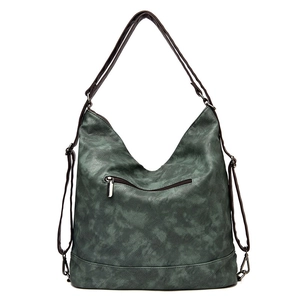 Grand sac à bandoulière rétro vert foncé avec texture marbre et anses contrastées