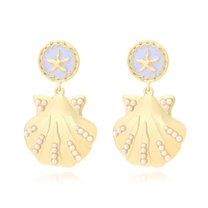 Boucles D'oreilles Pendantes Étoile De Mer Coquille Saint-Jacques Alliage De Zinc Künstliche Perle D'imitation Strass Thème Marin